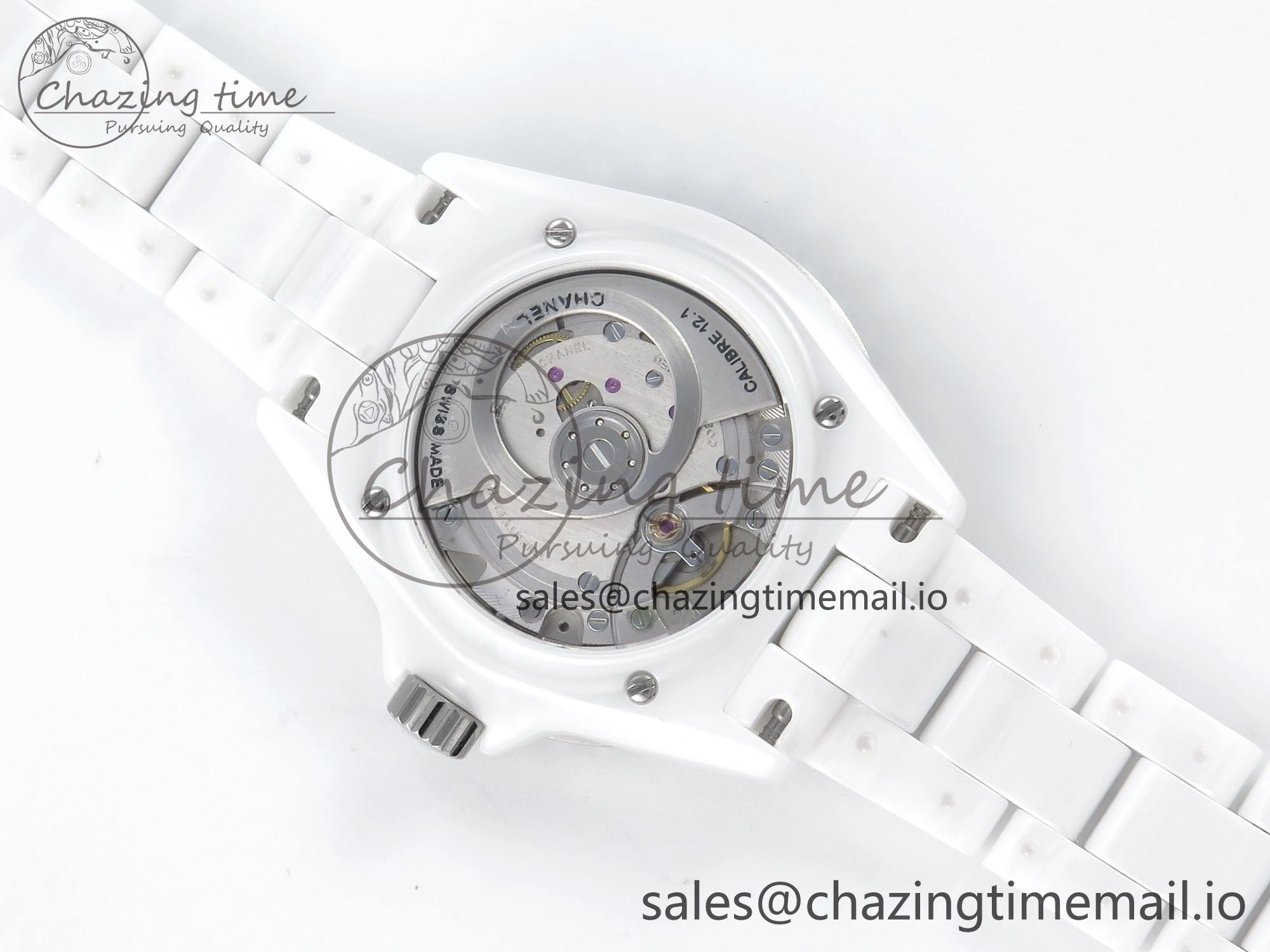 J13 38mm White Ceramic HTF 1:1 Best Edition White Numbers Dial on Bracelet A12.1