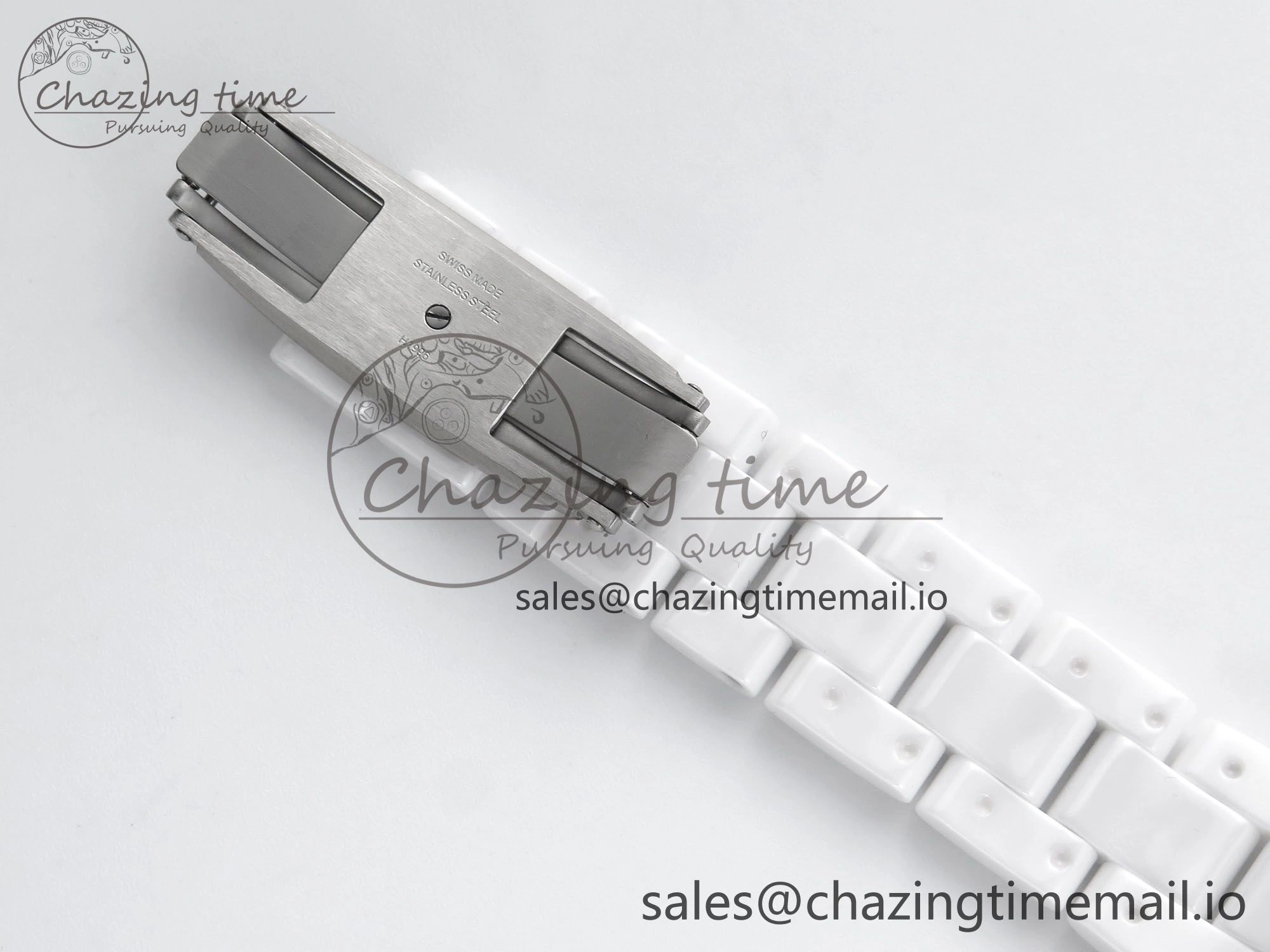 J13 38mm White Ceramic HTF 1:1 Best Edition White Numbers Dial on Bracelet A12.1