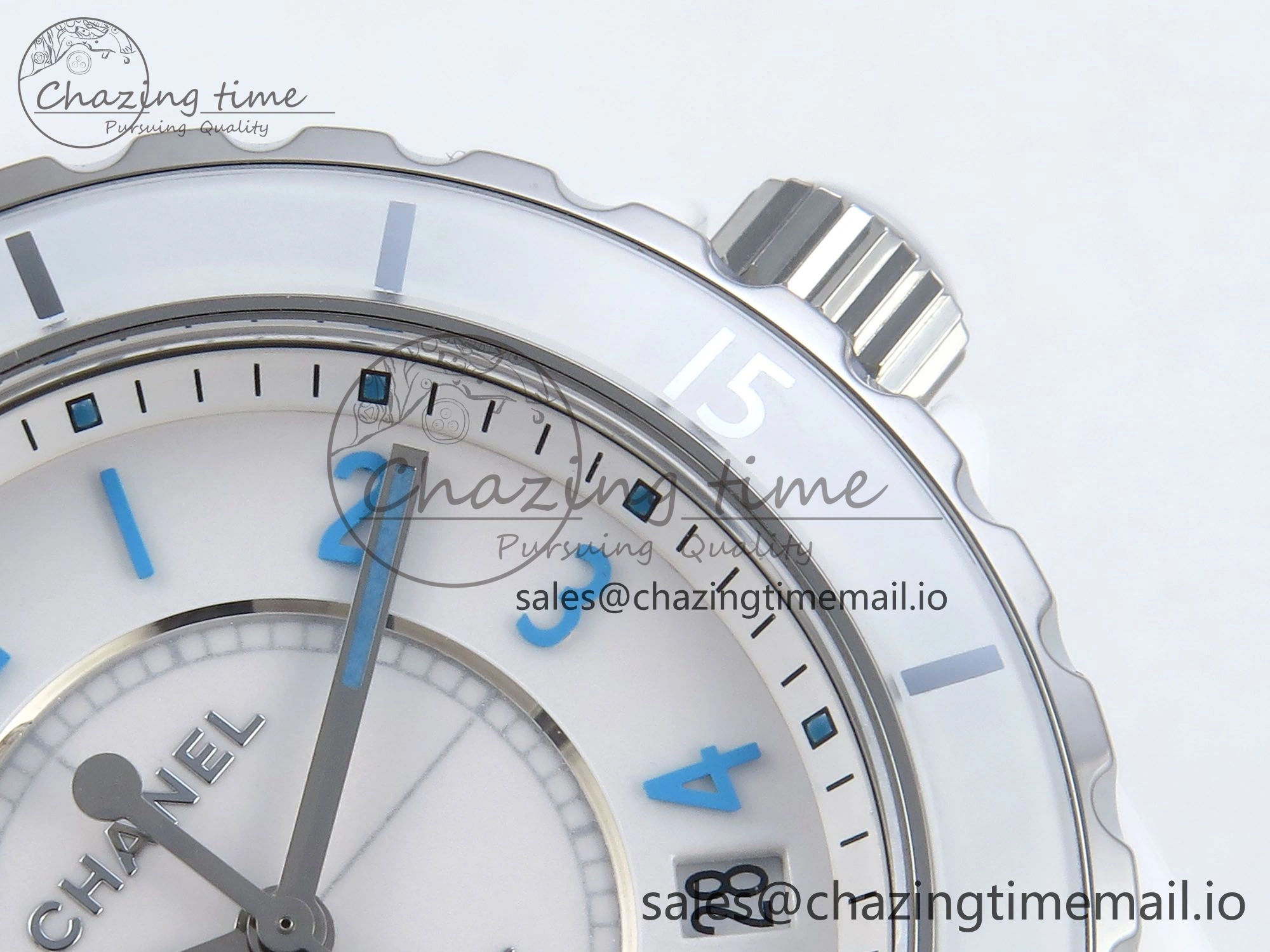 J13 38mm White Ceramic HTF 1:1 Best Edition White Blue Dial on Bracelet A2892