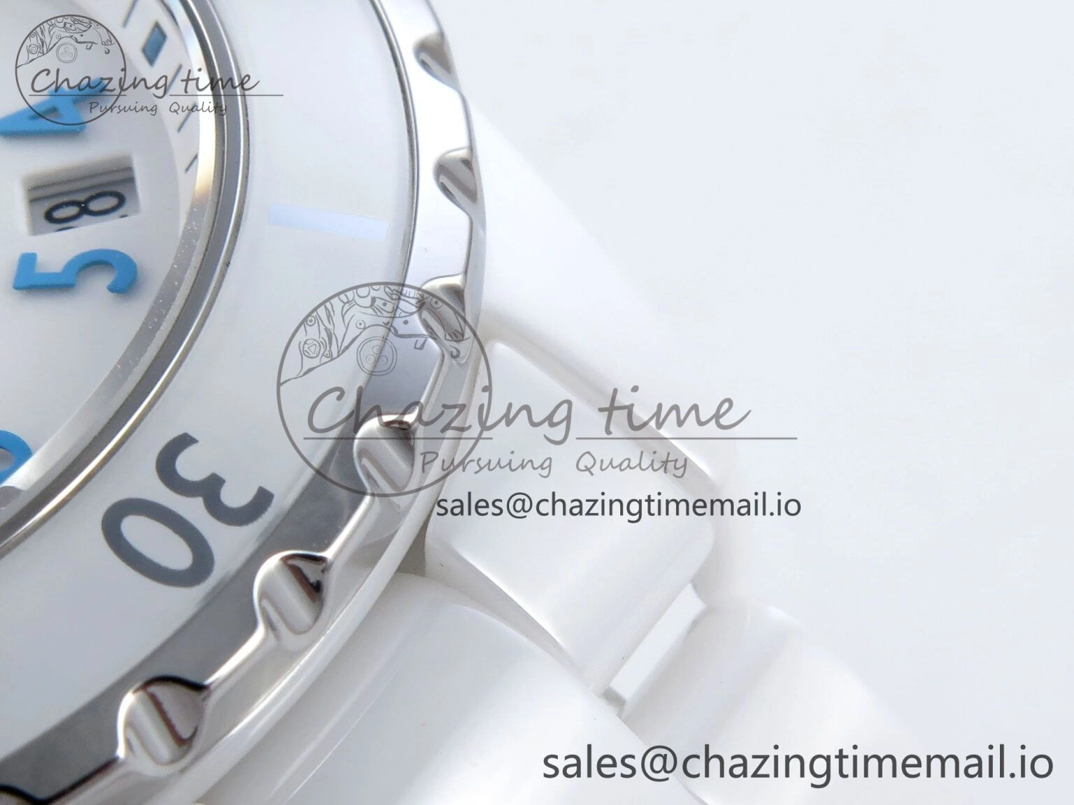 J13 38mm White Ceramic HTF 1:1 Best Edition White Blue Dial on Bracelet A2892