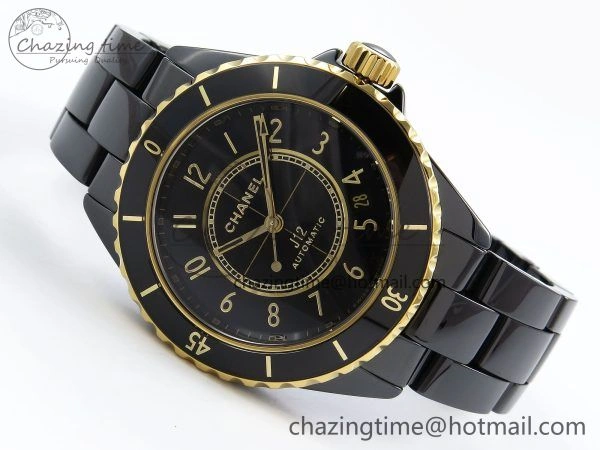 J13 38mm YG Black Ceramic BVF 1:1 Best Edition Black Dial on Bracelet A12.1