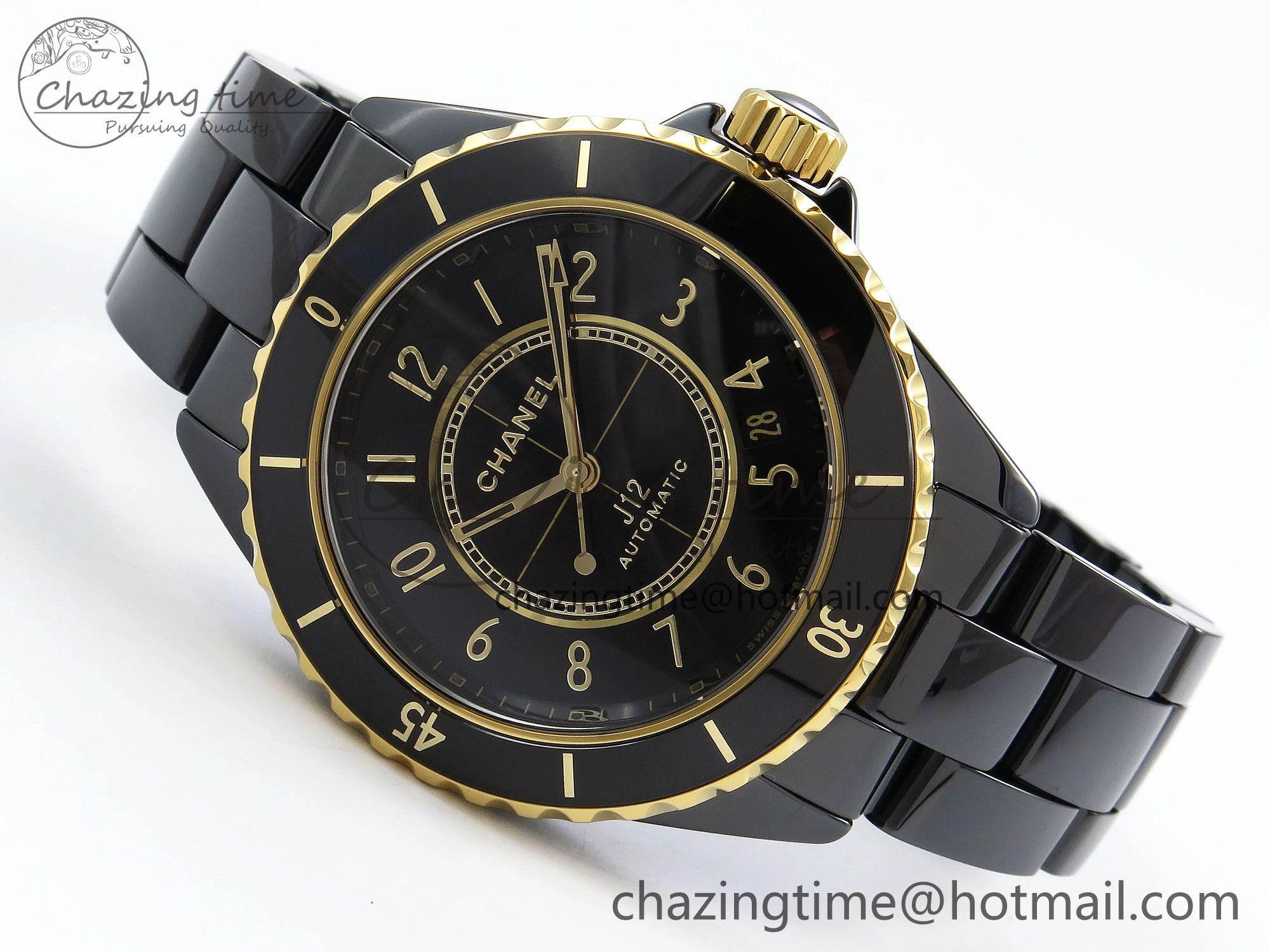 J13 38mm YG Black Ceramic BVF 1:1 Best Edition Black Dial on Bracelet A12.1