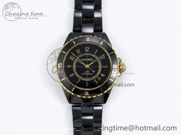 J13 38mm YG Black Ceramic BVF 1:1 Best Edition Black Dial on Bracelet A12.1