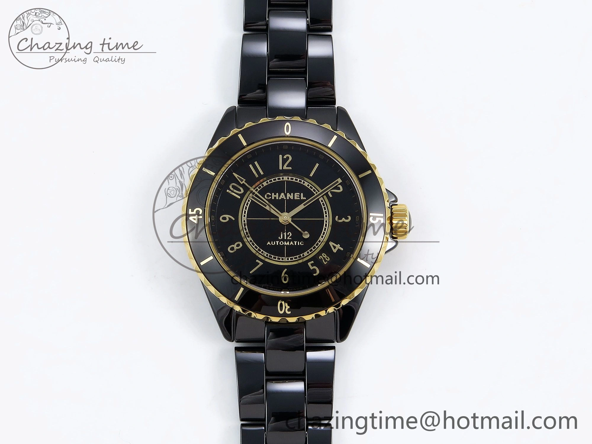J13 38mm YG Black Ceramic BVF 1:1 Best Edition Black Dial on Bracelet A12.1