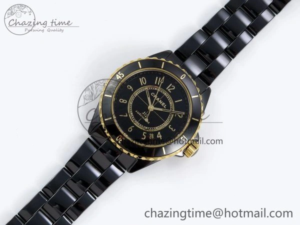 J13 38mm YG Black Ceramic BVF 1:1 Best Edition Black Dial on Bracelet A12.1