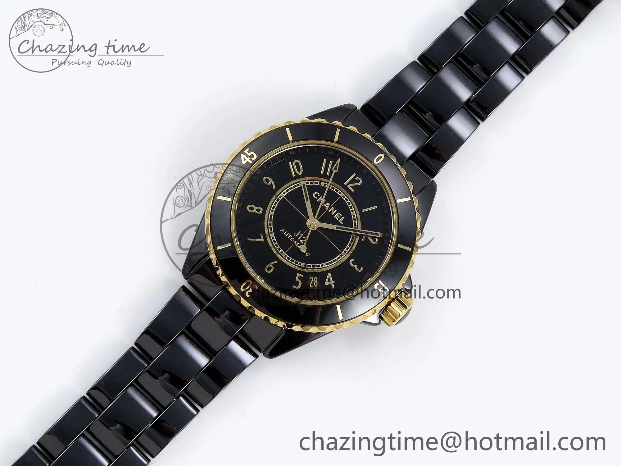 J13 38mm YG Black Ceramic BVF 1:1 Best Edition Black Dial on Bracelet A12.1