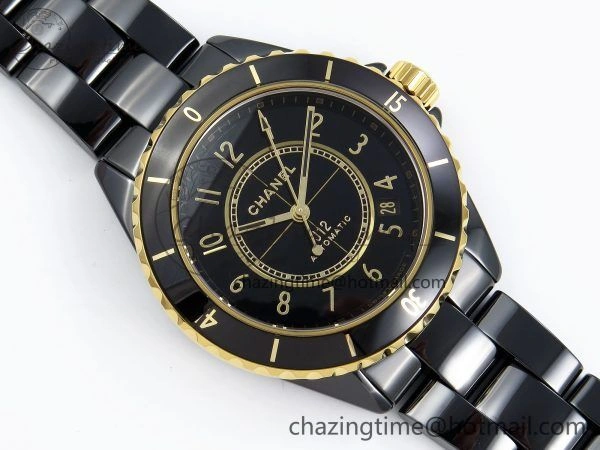 J13 38mm YG Black Ceramic BVF 1:1 Best Edition Black Dial on Bracelet A12.1