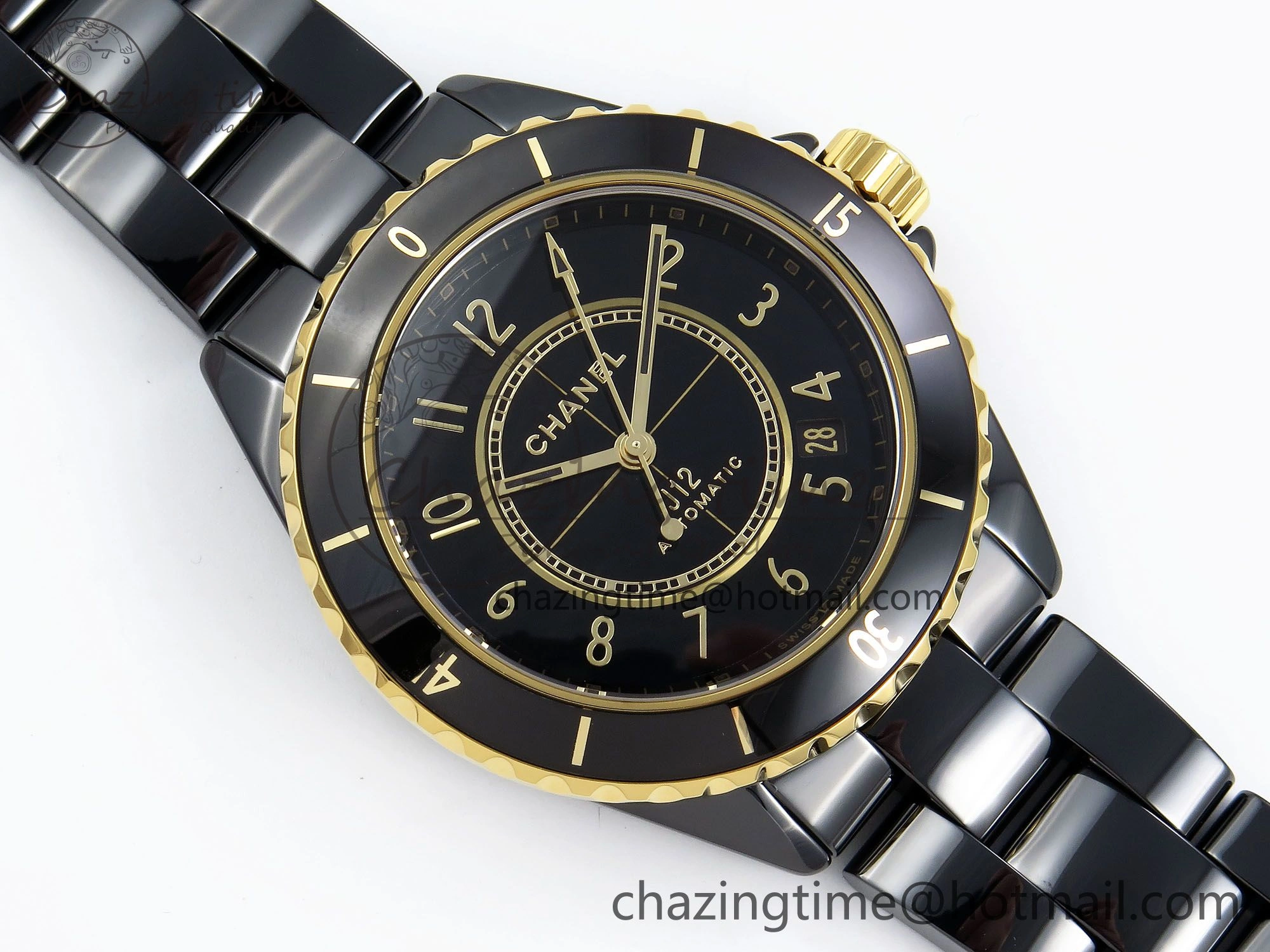 J13 38mm YG Black Ceramic BVF 1:1 Best Edition Black Dial on Bracelet A12.1