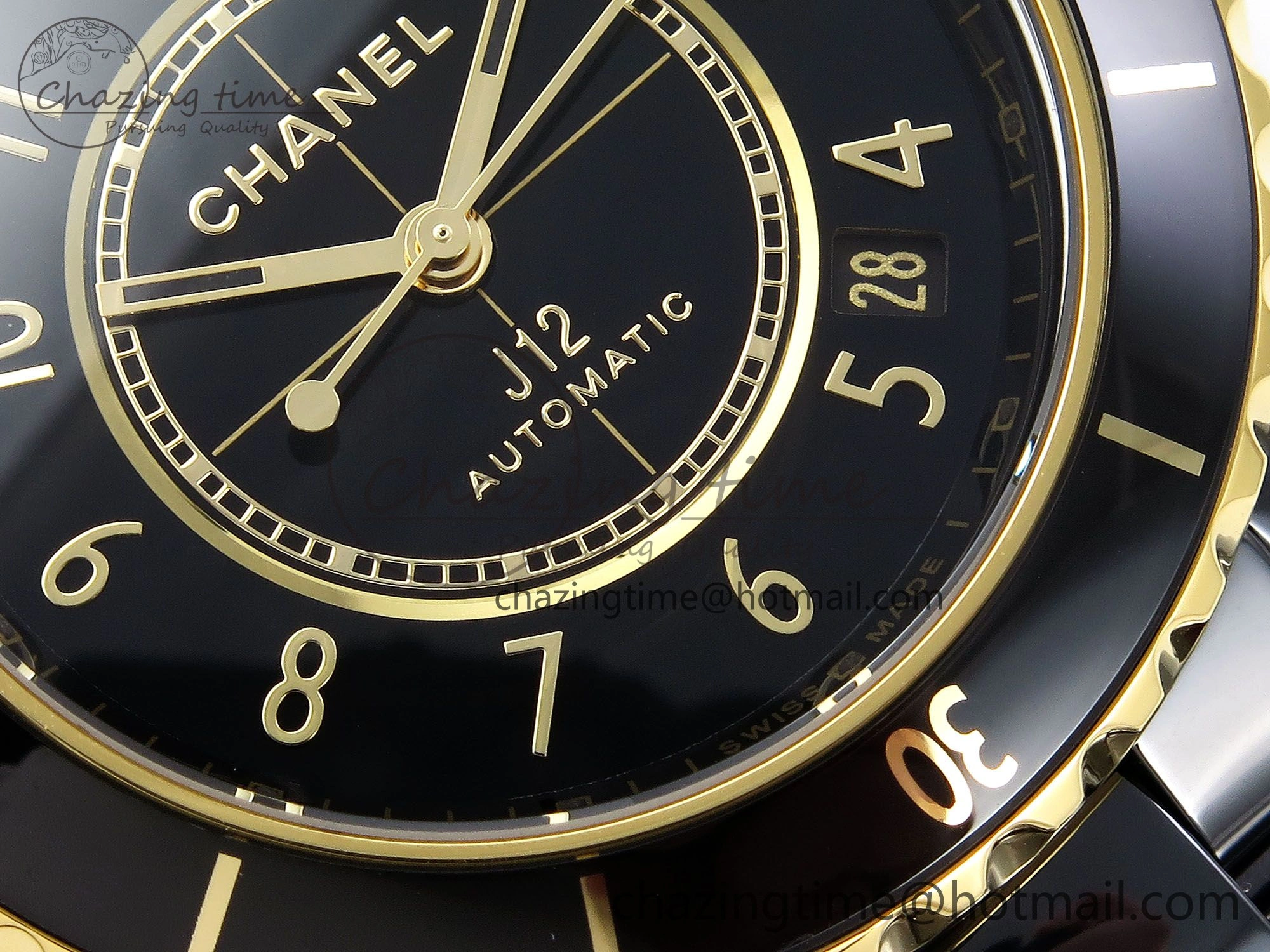 J13 38mm YG Black Ceramic BVF 1:1 Best Edition Black Dial on Bracelet A12.1