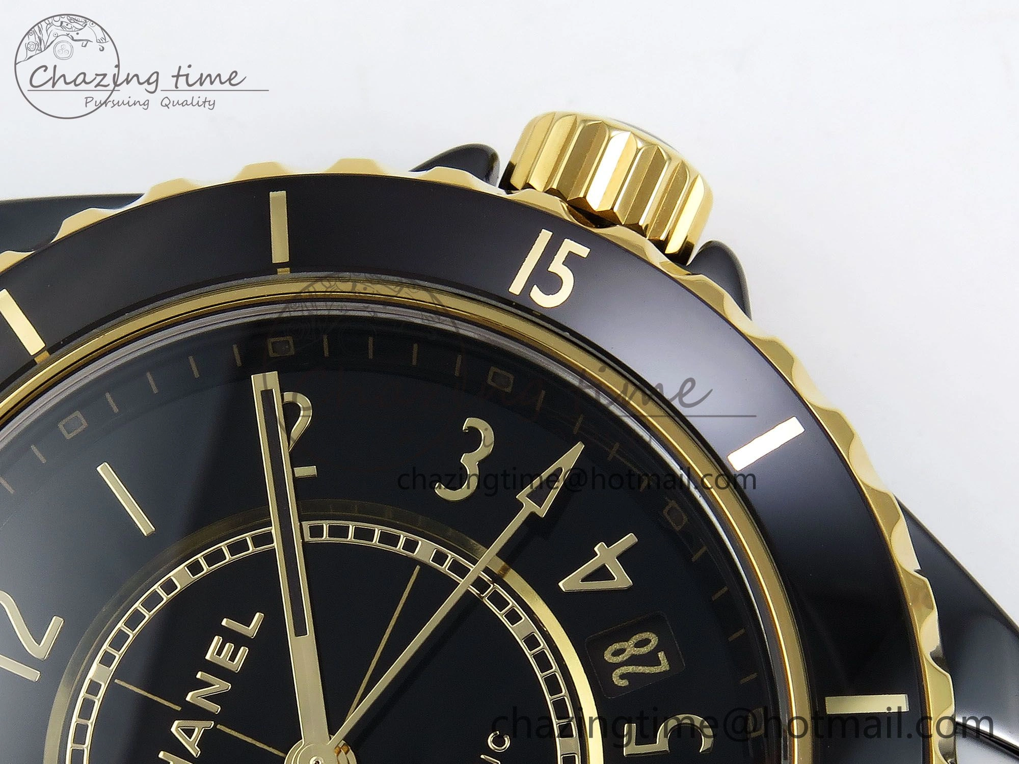 J13 38mm YG Black Ceramic BVF 1:1 Best Edition Black Dial on Bracelet A12.1