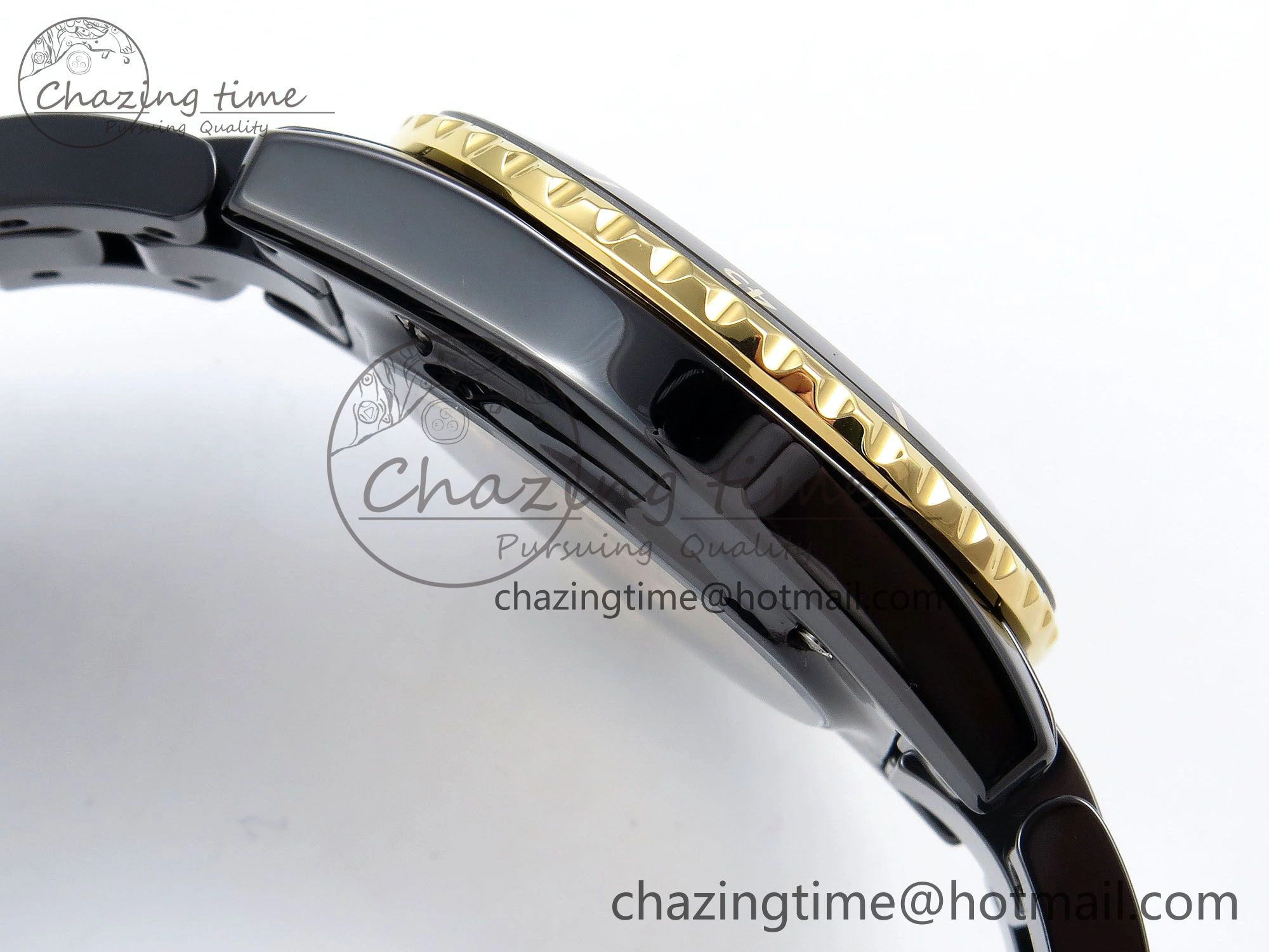 J13 38mm YG Black Ceramic BVF 1:1 Best Edition Black Dial on Bracelet A12.1