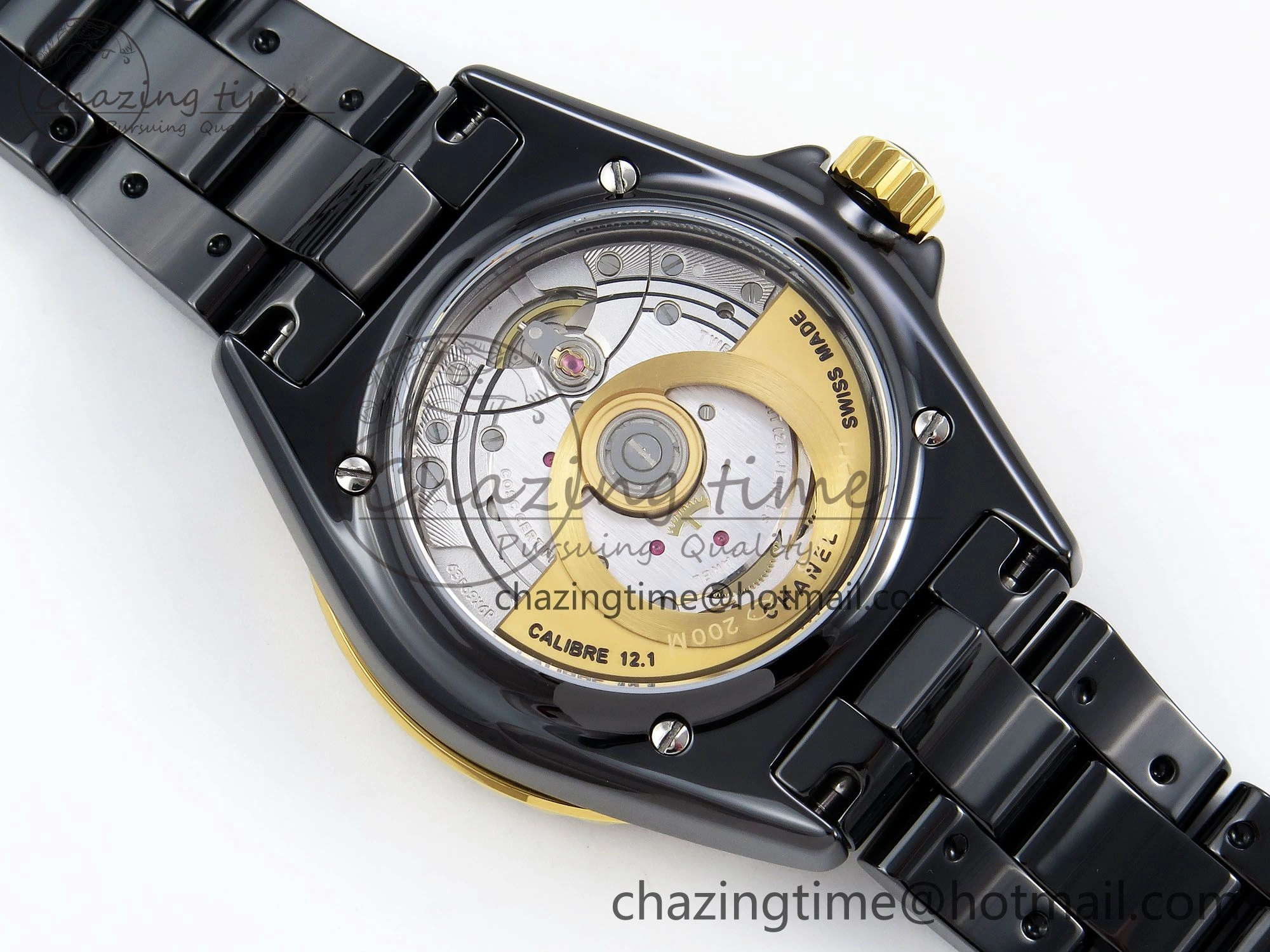 J13 38mm YG Black Ceramic BVF 1:1 Best Edition Black Dial on Bracelet A12.1