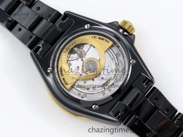 J13 38mm YG Black Ceramic BVF 1:1 Best Edition Black Dial on Bracelet A12.1