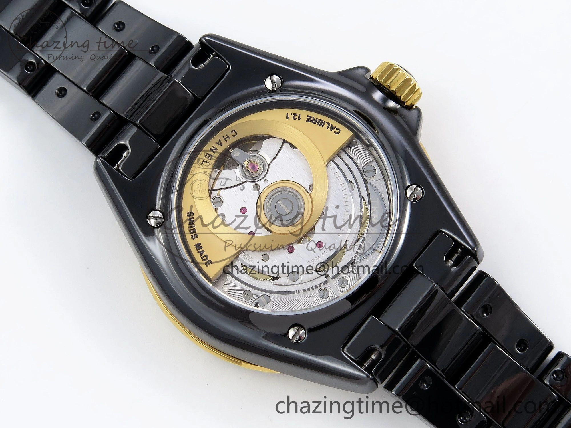 J13 38mm YG Black Ceramic BVF 1:1 Best Edition Black Dial on Bracelet A12.1
