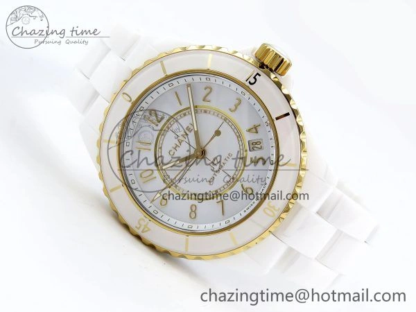 J13 38mm YG White Ceramic BVF 1:1 Best Edition White Dial on Bracelet A12.1
