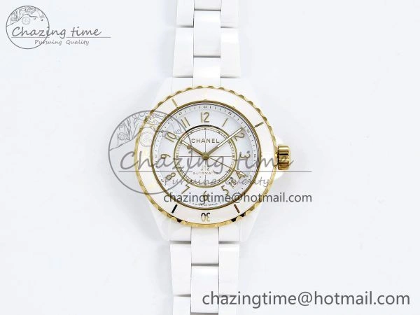 J13 38mm YG White Ceramic BVF 1:1 Best Edition White Dial on Bracelet A12.1