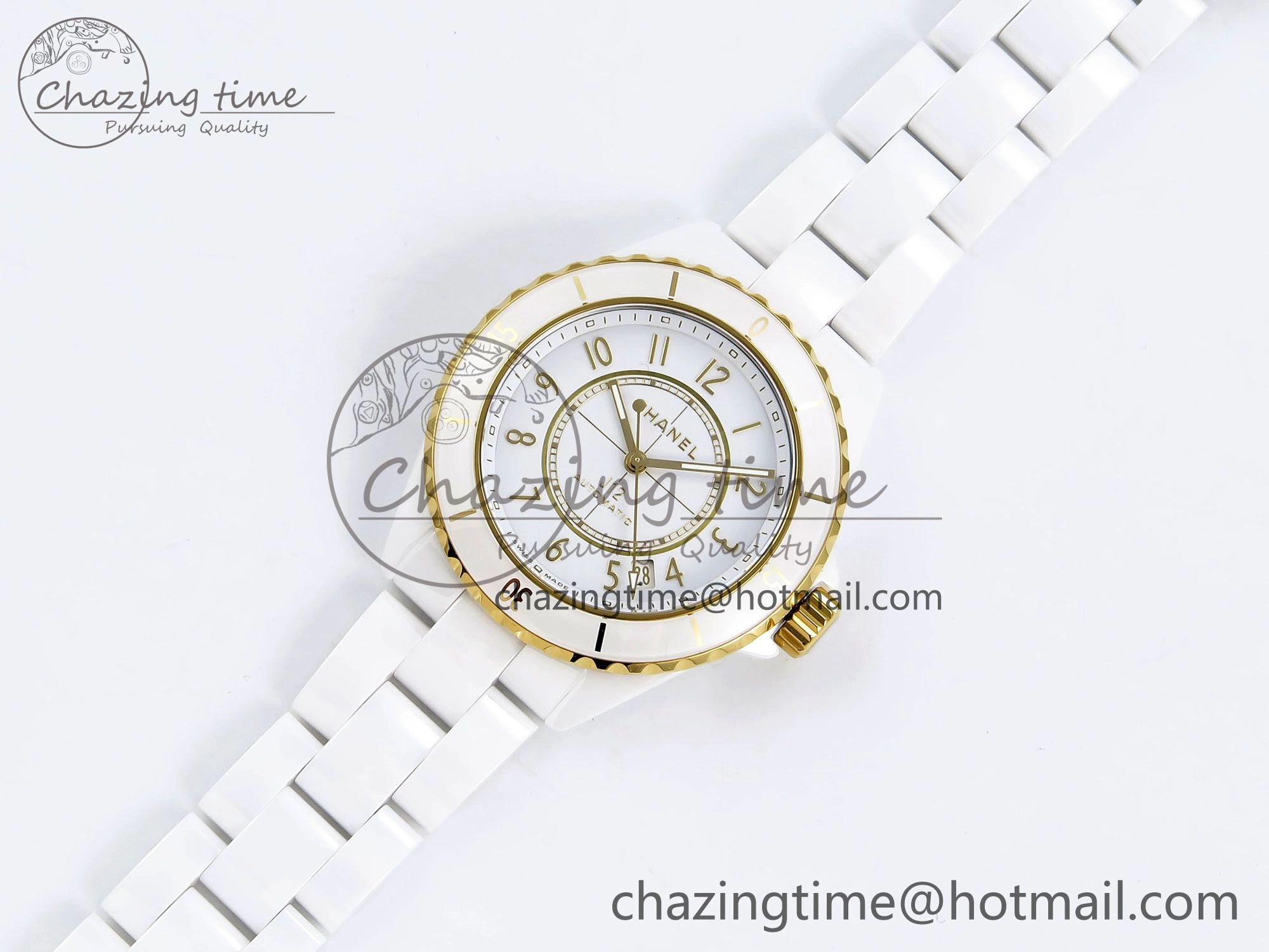 J13 38mm YG White Ceramic BVF 1:1 Best Edition White Dial on Bracelet A12.1