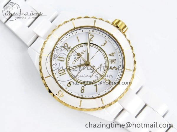 J13 38mm YG White Ceramic BVF 1:1 Best Edition White Dial on Bracelet A12.1