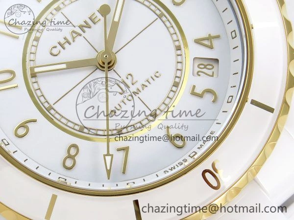 J13 38mm YG White Ceramic BVF 1:1 Best Edition White Dial on Bracelet A12.1