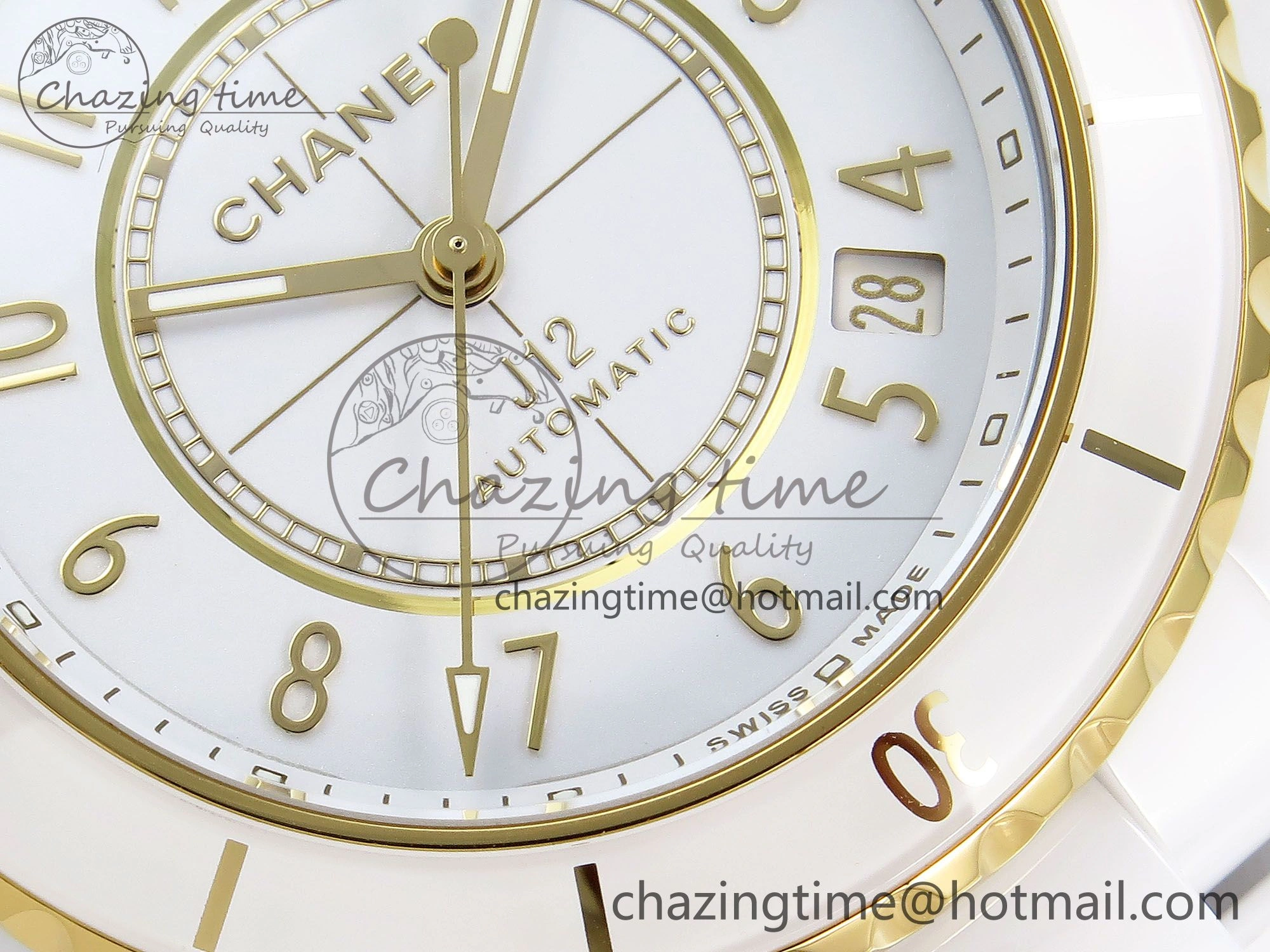 J13 38mm YG White Ceramic BVF 1:1 Best Edition White Dial on Bracelet A12.1