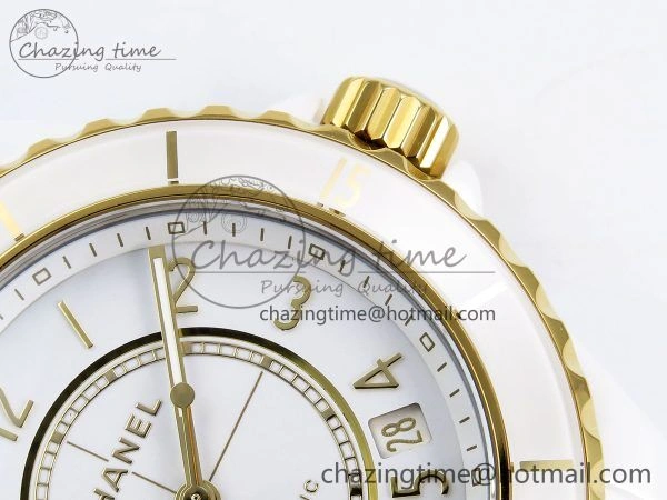 J13 38mm YG White Ceramic BVF 1:1 Best Edition White Dial on Bracelet A12.1