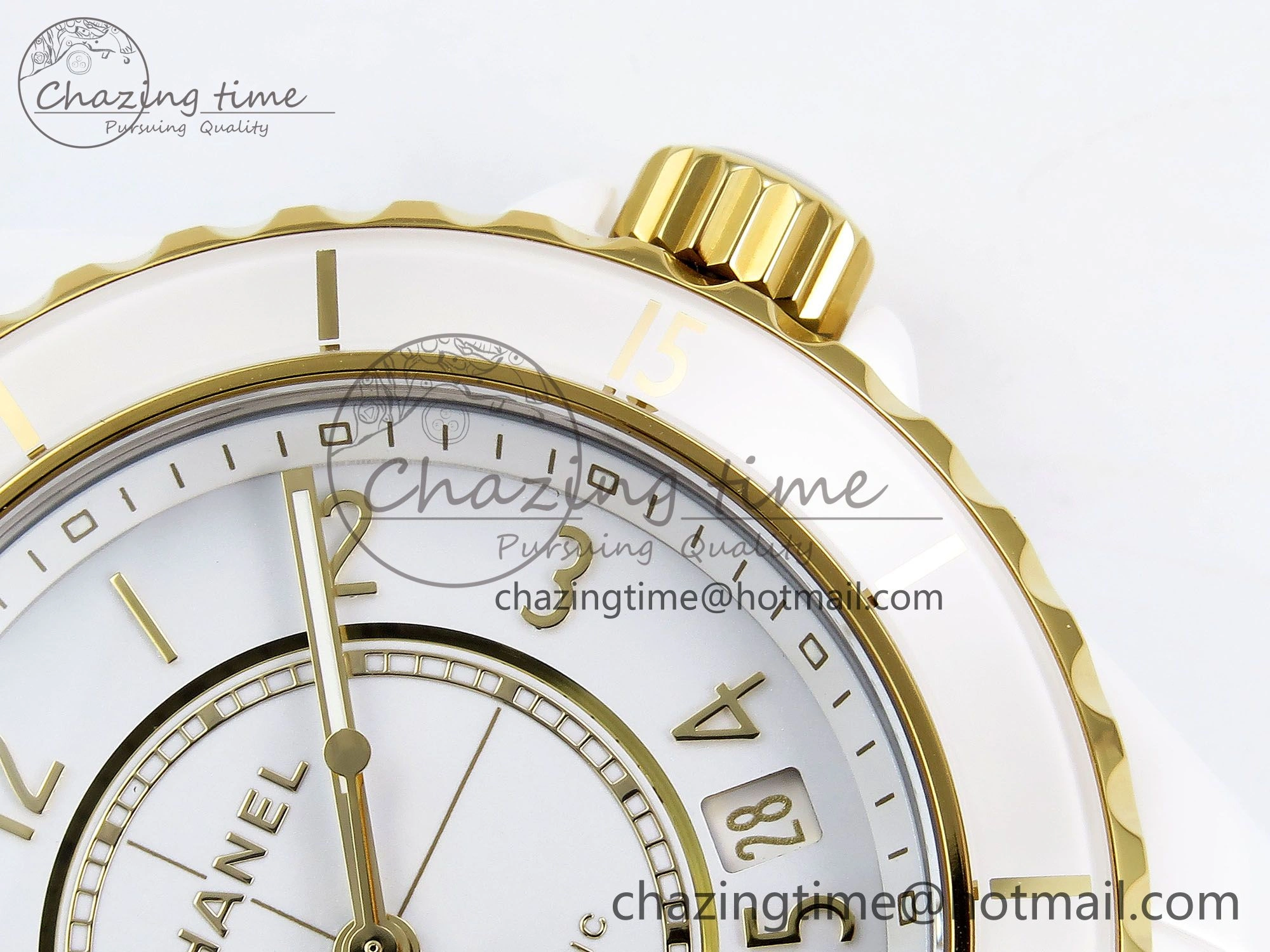 J13 38mm YG White Ceramic BVF 1:1 Best Edition White Dial on Bracelet A12.1