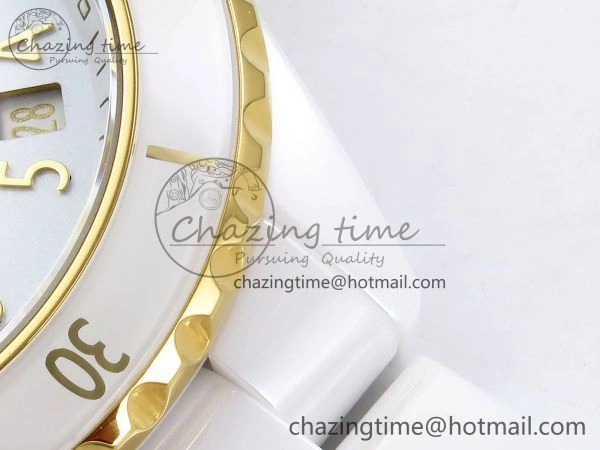 J13 38mm YG White Ceramic BVF 1:1 Best Edition White Dial on Bracelet A12.1