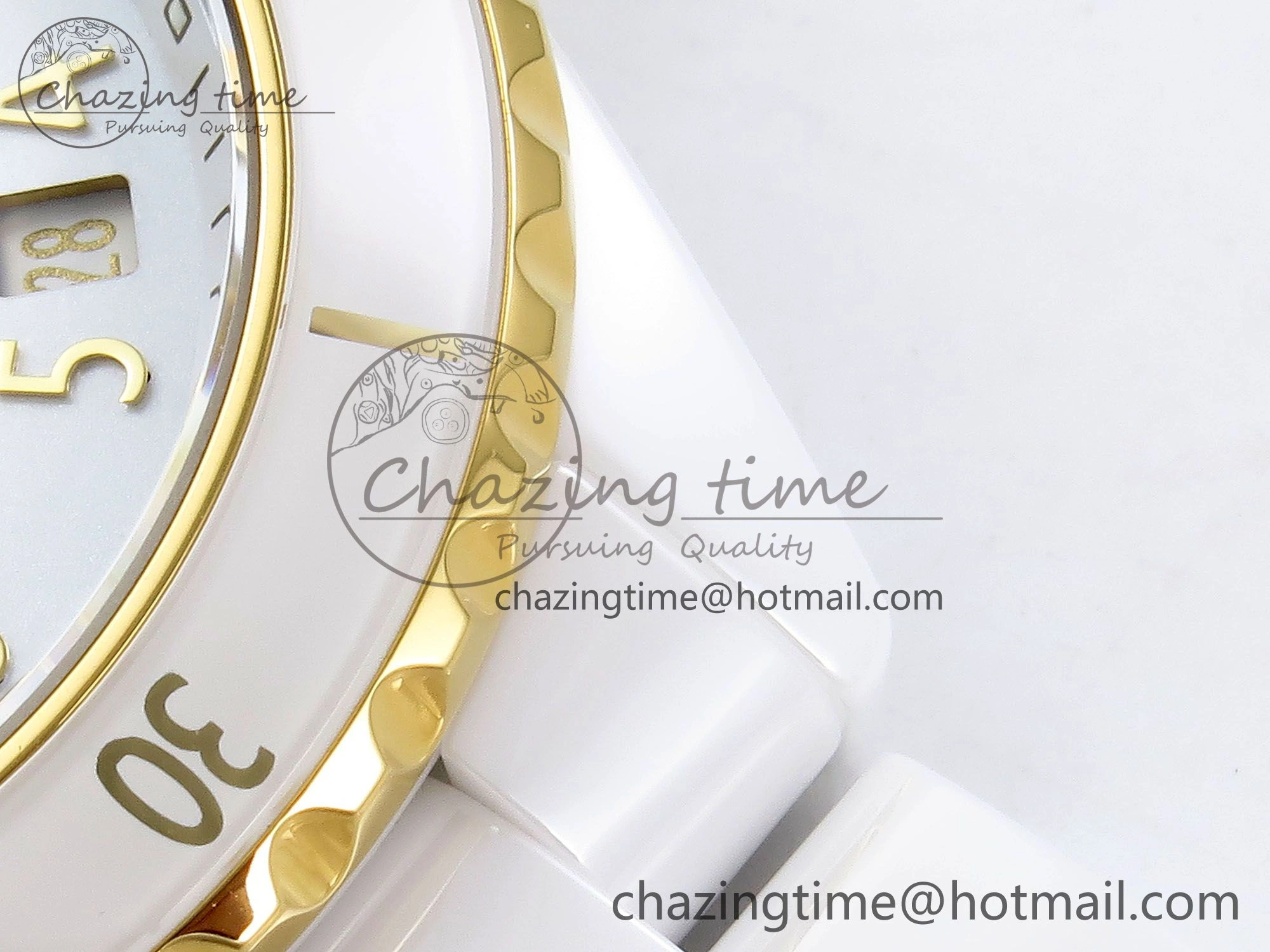 J13 38mm YG White Ceramic BVF 1:1 Best Edition White Dial on Bracelet A12.1