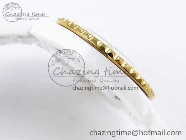 J13 38mm YG White Ceramic BVF 1:1 Best Edition White Dial on Bracelet A12.1