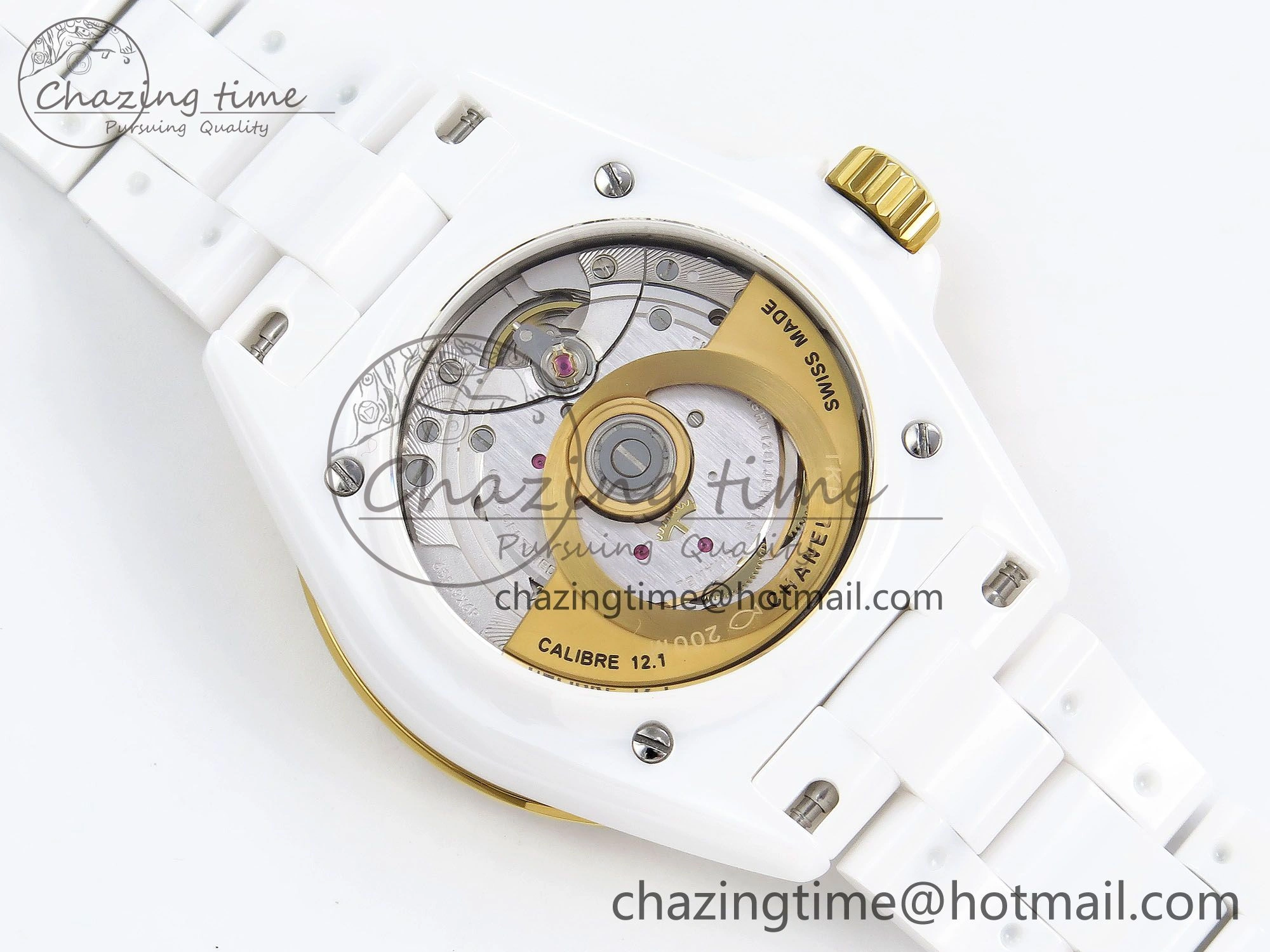 J13 38mm YG White Ceramic BVF 1:1 Best Edition White Dial on Bracelet A12.1