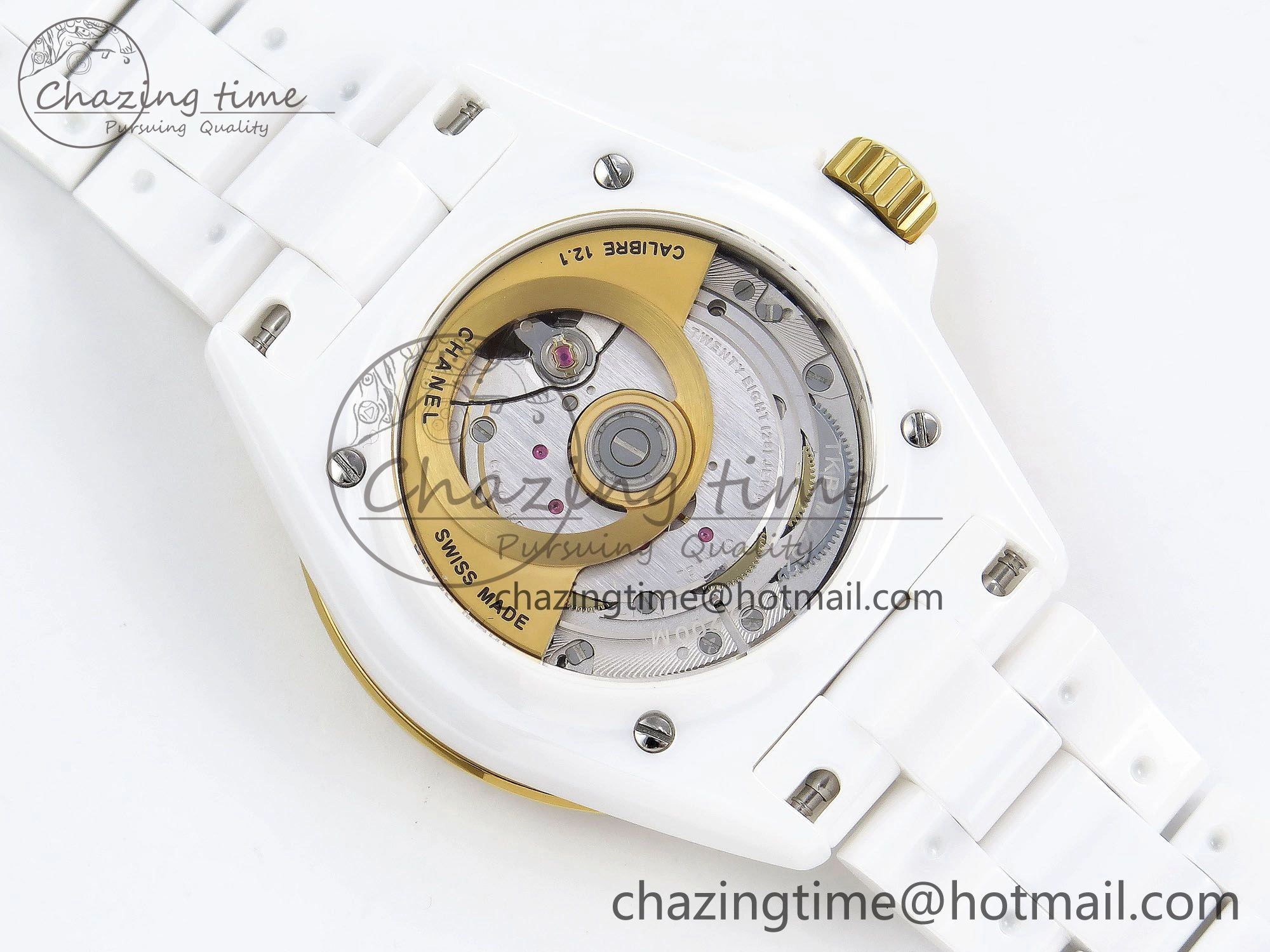 J13 38mm YG White Ceramic BVF 1:1 Best Edition White Dial on Bracelet A12.1