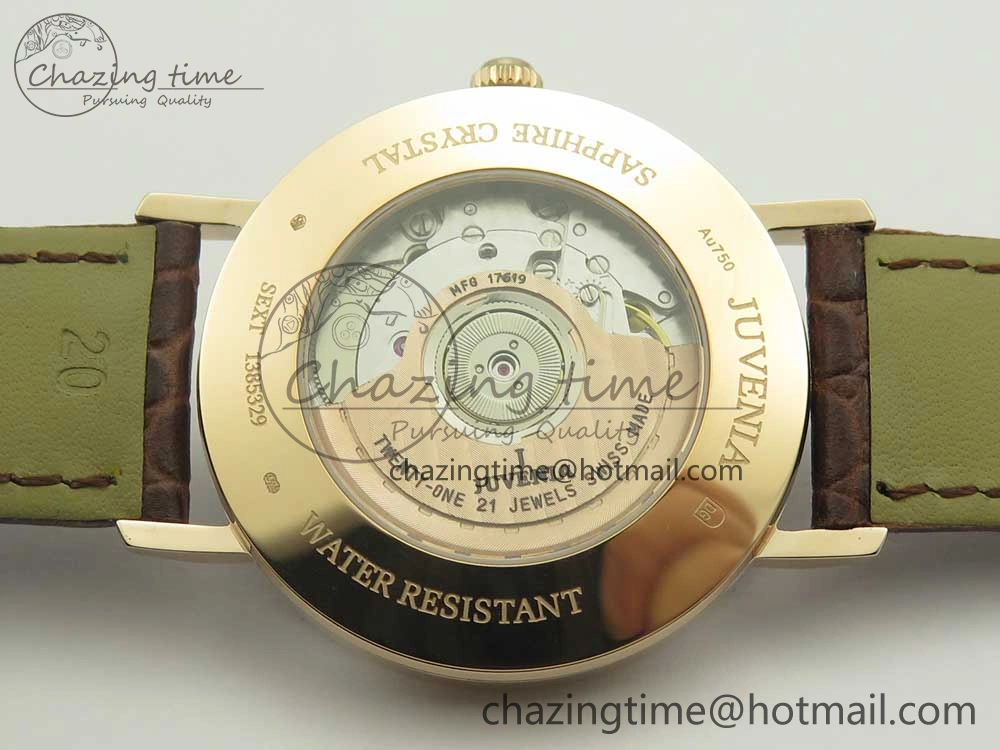 Juvenia Sextant RG FKF Best Edition Black Dial on Brown Leather Strap A2892