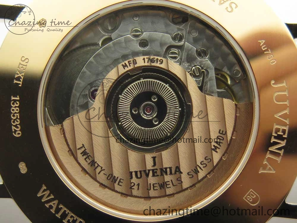 Juvenia Sextant RG FKF Best Edition Black Dial on Brown Leather Strap A2892