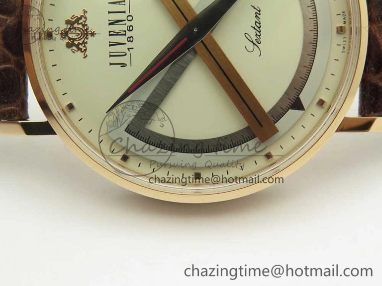 Juvenia Sextant RG FKF Best Edition White Dial on Brown Leather Strap A2892
