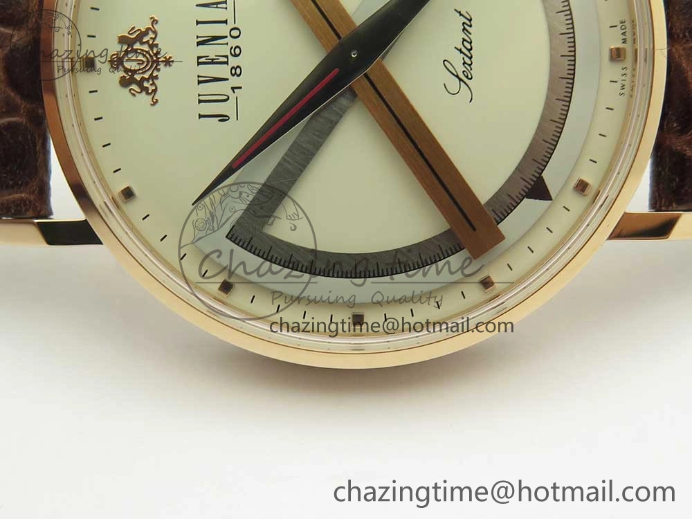 Juvenia Sextant RG FKF Best Edition White Dial on Brown Leather Strap A2892