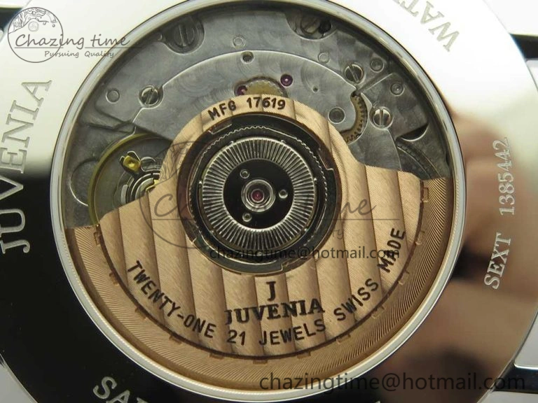 Juvenia Sextant SS FKF Best Edition Black Dial on Black Leather Strap A2892