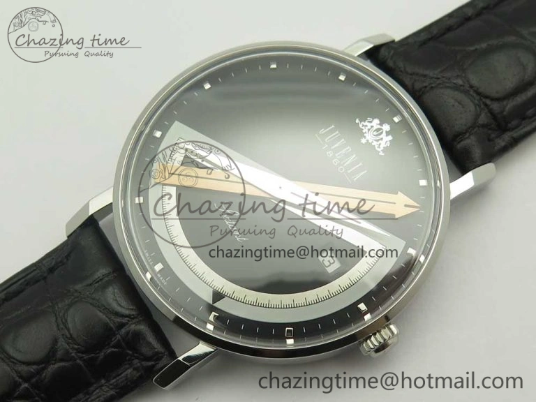 Juvenia Sextant SS FKF Best Edition Black Dial on Black Leather Strap A2892