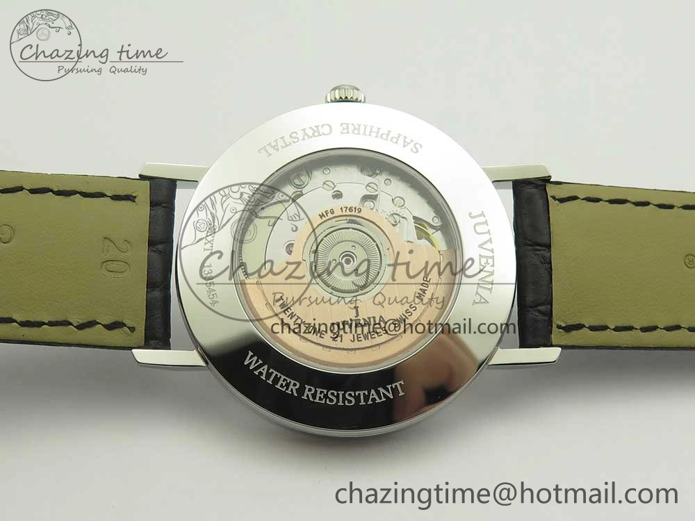 Juvenia Sextant SS FKF Best Edition White Dial on Black Leather Strap A2892