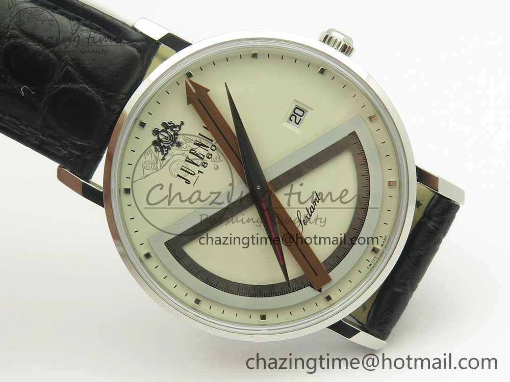 Juvenia Sextant SS FKF Best Edition White Dial on Black Leather Strap A2892