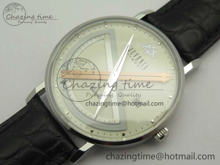 Juvenia Sextant SS FKF Best Edition White Dial on Black Leather Strap A2892