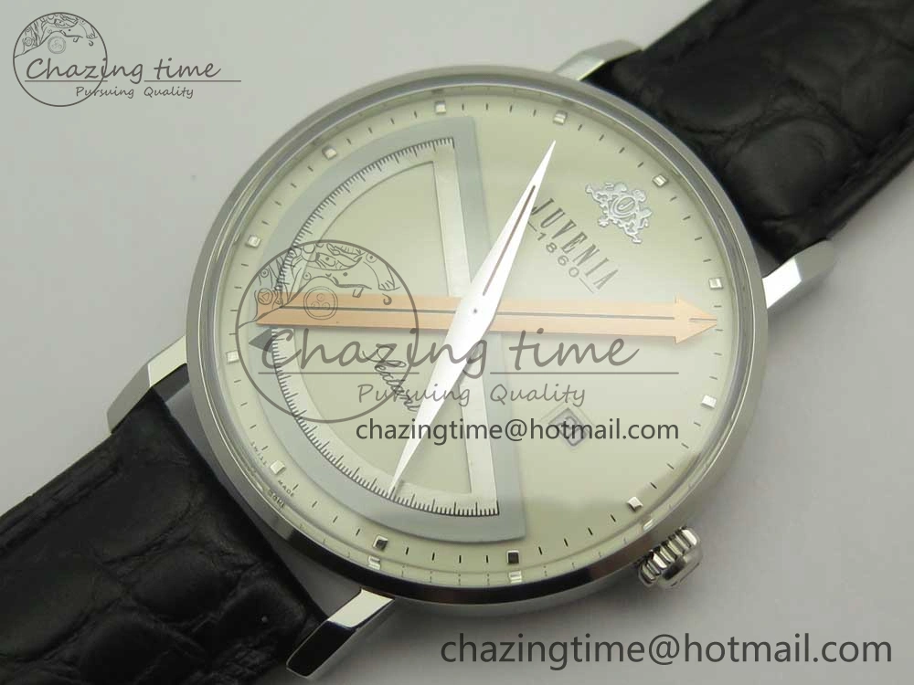 Juvenia Sextant SS FKF Best Edition White Dial on Black Leather Strap A2892