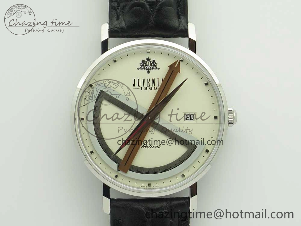 Juvenia Sextant SS FKF Best Edition White Dial on Black Leather Strap A2892