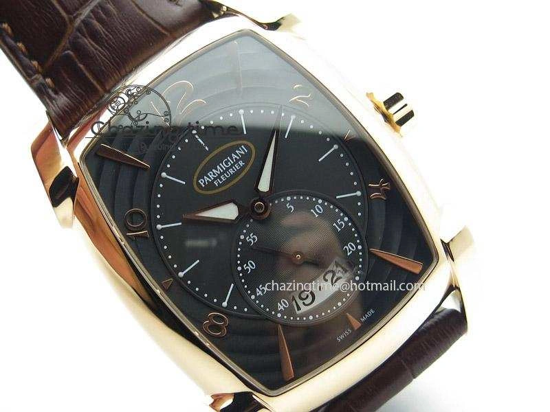 Kalpa Grande RG Black Textured Dial On Brown Leather Strap A331
