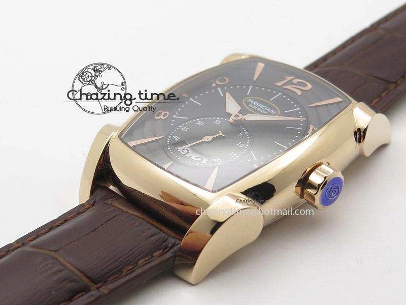 Kalpa Grande RG Black Textured Dial On Brown Leather Strap A331