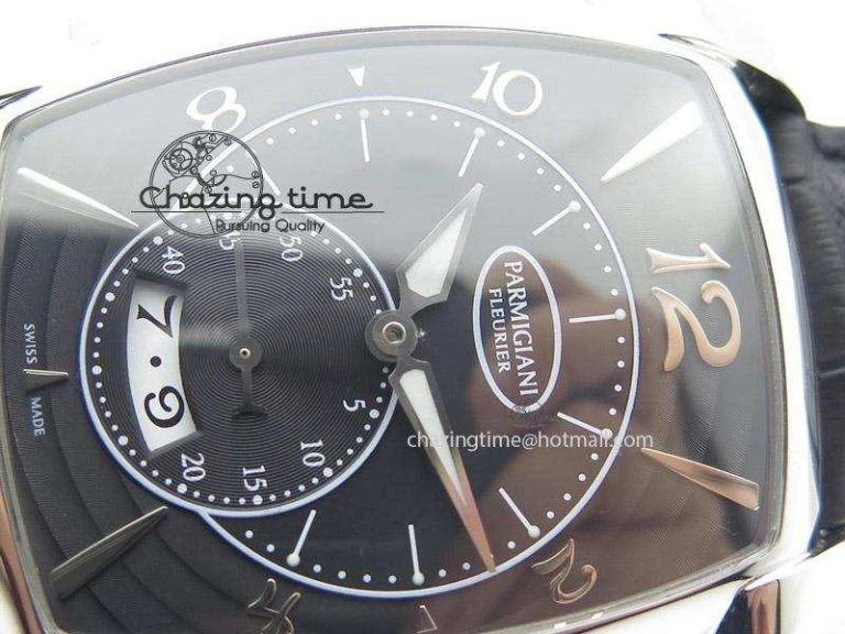Kalpa Grande SS Black Textured Dial On Black Leather Strap A331