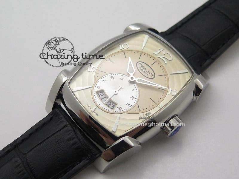 Kalpa Grande SS Gold Textured Dial On Black Leather Strap A331