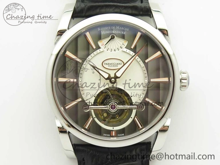 Kalpa Tourbillon SS Gray Textured Dial On Black Leather Strap
