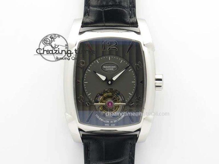 Kalpa Tourbillon SS Gray Textured Dial On Black Leather Strap