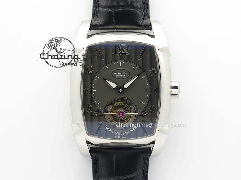 Kalpa Tourbillon SS Gray Textured Dial On Black Leather Strap