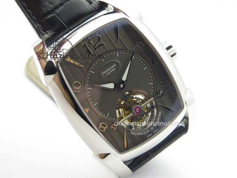 Kalpa Tourbillon SS Gray Textured Dial On Black Leather Strap